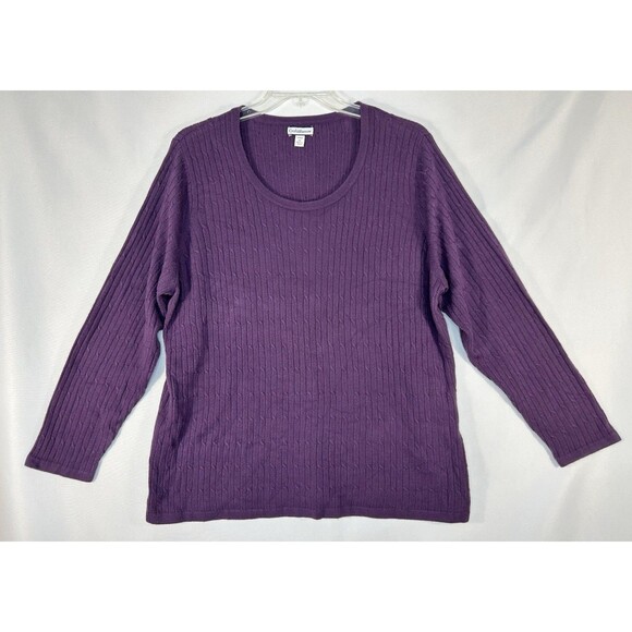 Croft & Barrow Sweater Women’s Purple Pullover Cable Knit Round Neck Size 3X - Picture 1 of 10